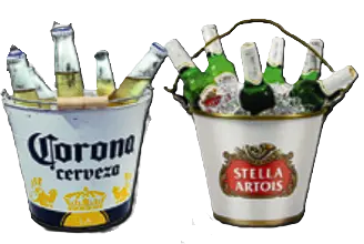 Balde de cervezas Corona y Stella Artois
