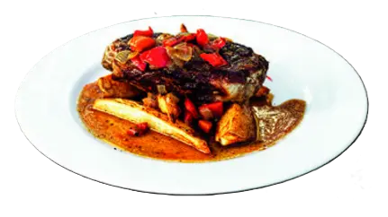 Entrecot en reducción con vegetales grillados
