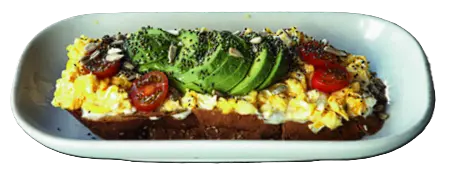 Bruschetta de palta con queso crema y tomates cherry