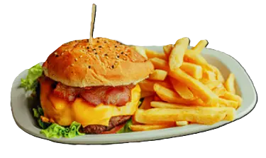 Hamburguesa casera con cheddar y panceta crocante