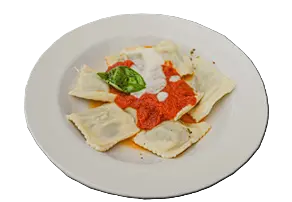 Raviolones de carne y verdura con salsa a elección