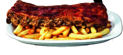 Ribbs de cerdo XXL a la barbacoa con papas