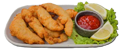 Tiras de pollo rebozado con salsa BBQ