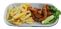 Tiritas de pollo con papas clásicas